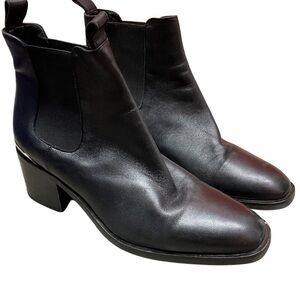 MA & LO Black Italian Leather Ankle Chelsea Boots